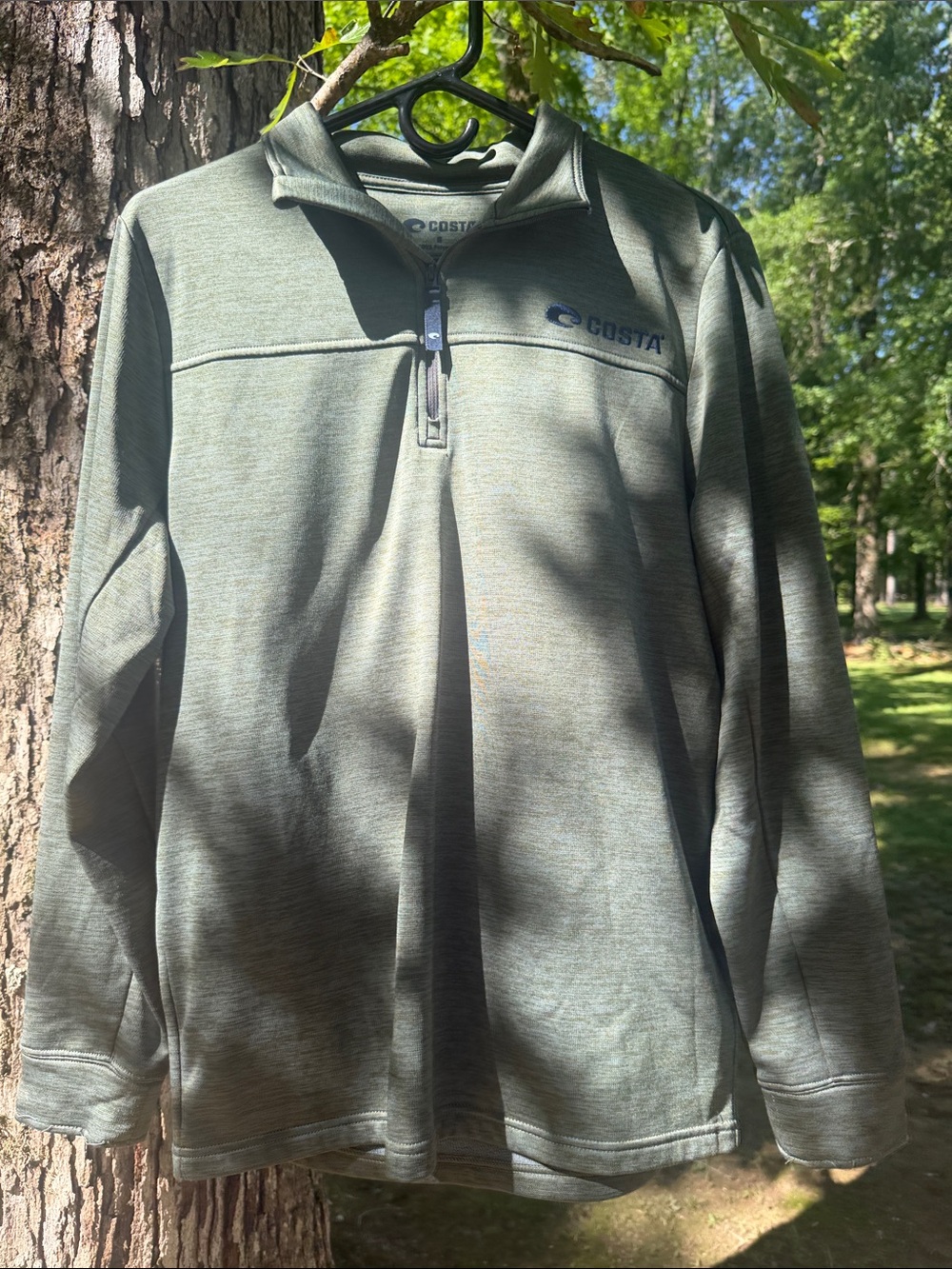 Costa Heathered Olive Half-Zip Performance Pullover